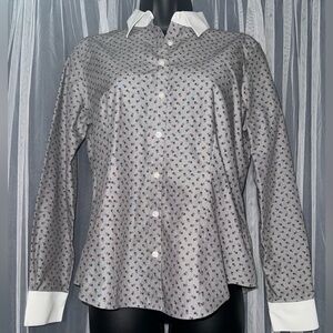 Brooks Brothers Fitted Non-Iron Dress Shirt, grey floral print, Size 6P